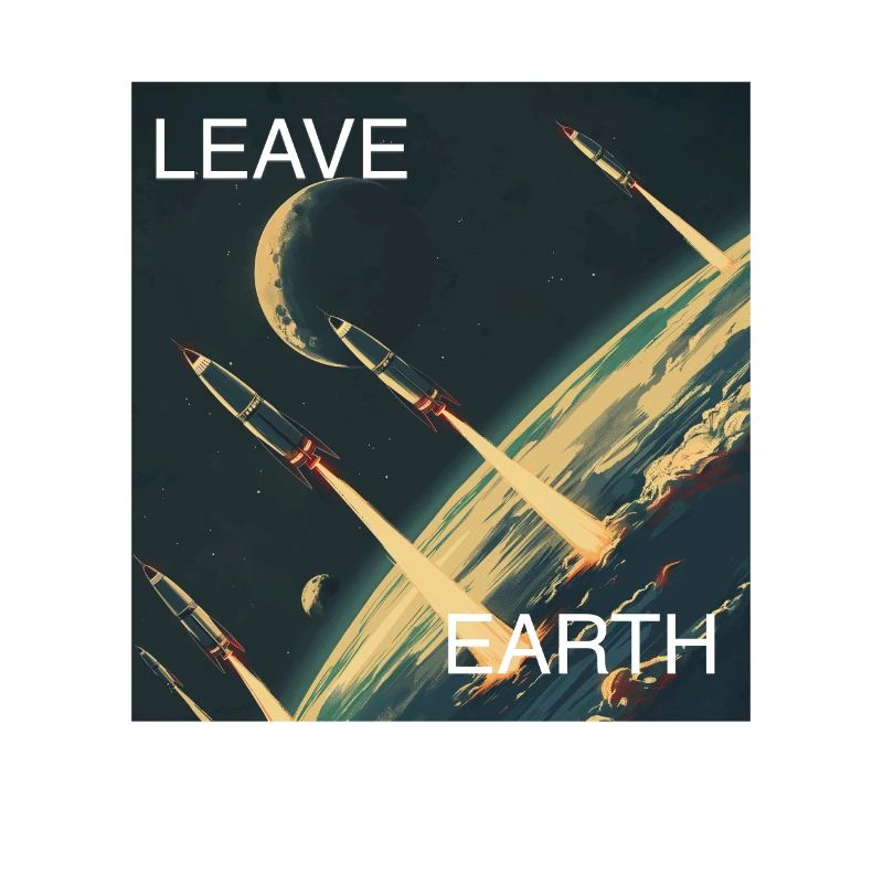Retro Style Plakat Raumfahrt „Leave Earth“