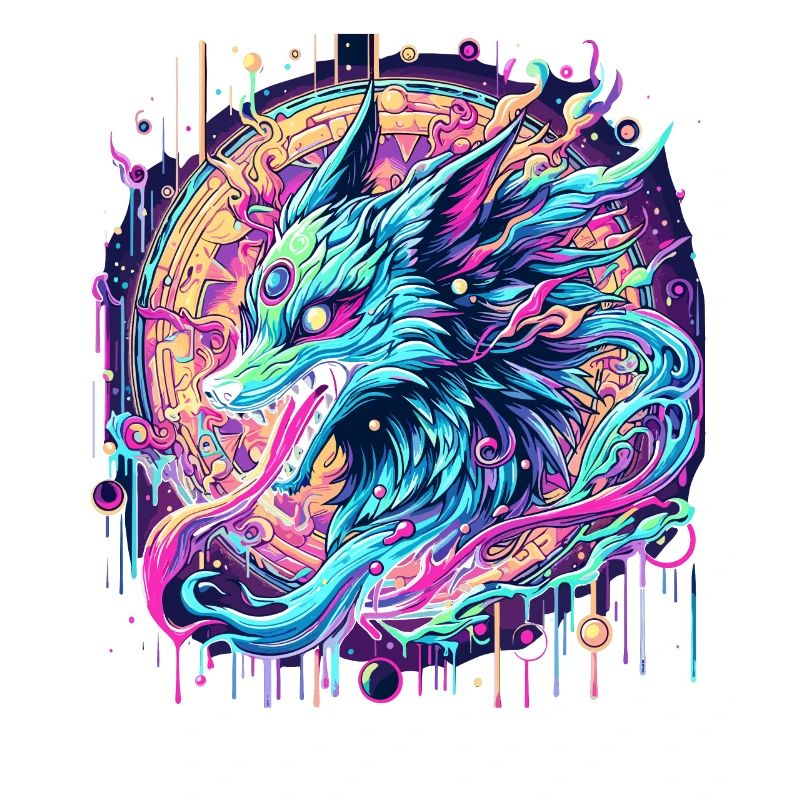 Psychedelic Fox Head Goa Art