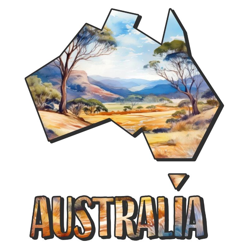 Watercolor Map Australia