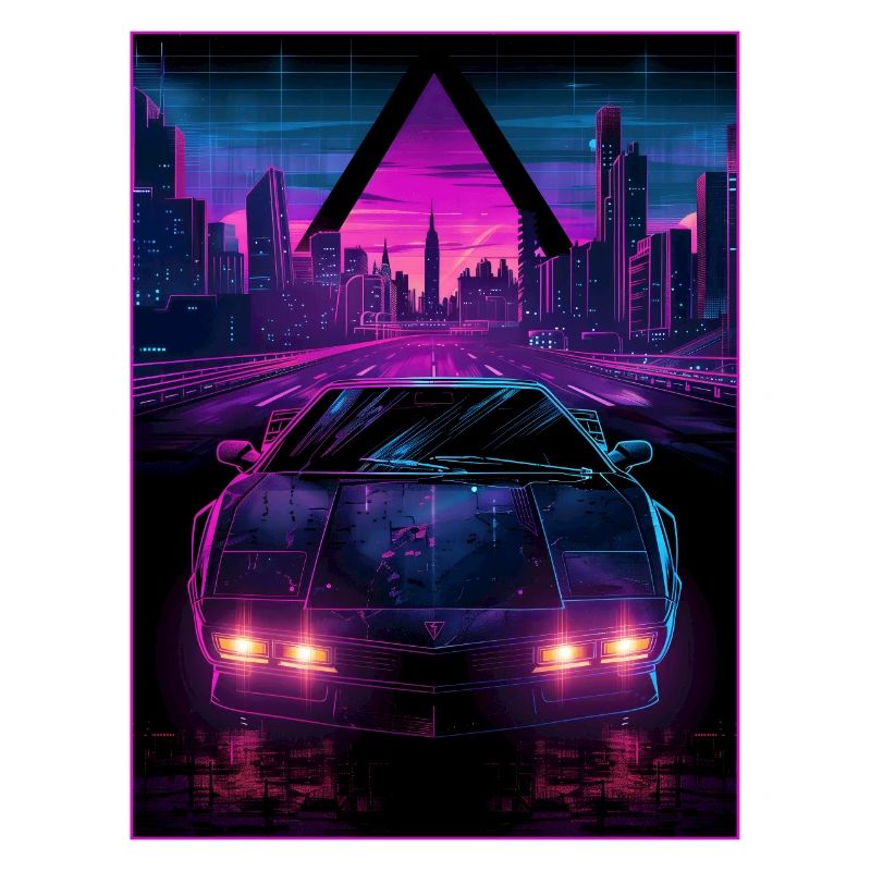 80er 90er Synthwave Auto Stadt Retro Vaporwave