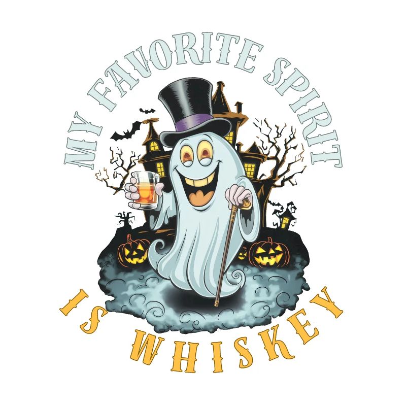 Spooky Ghost with Whiskey and Top Hat