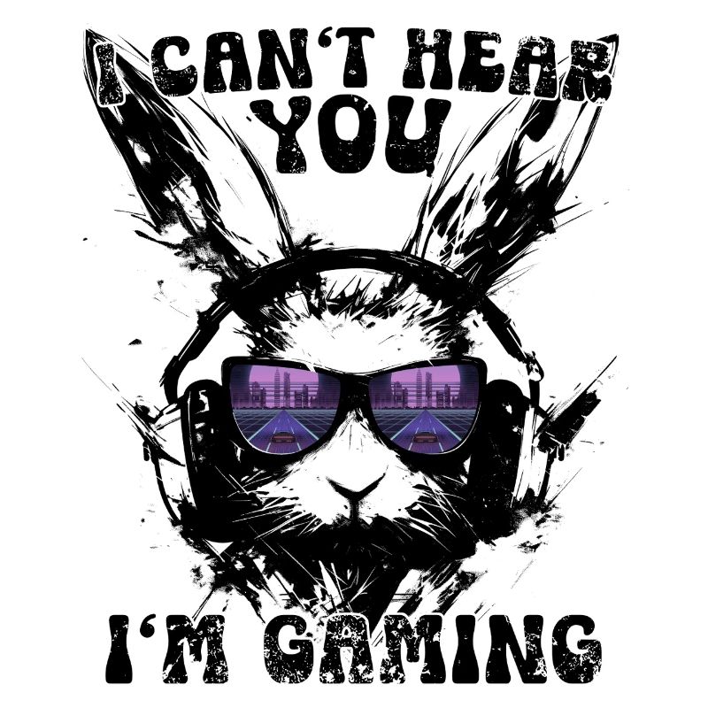 I Can't Hear You I'm Gaming Retro Hase Synthwave