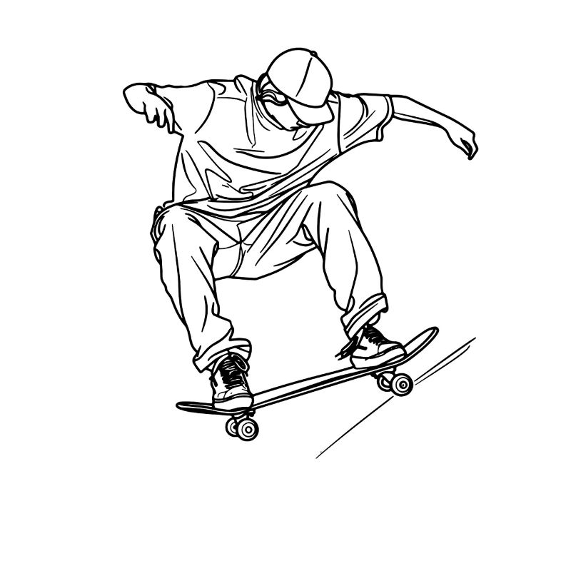 Skateboarding Boy Drawing