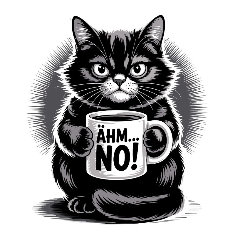 Ähm... No! Katze Mit Kaffee Humor