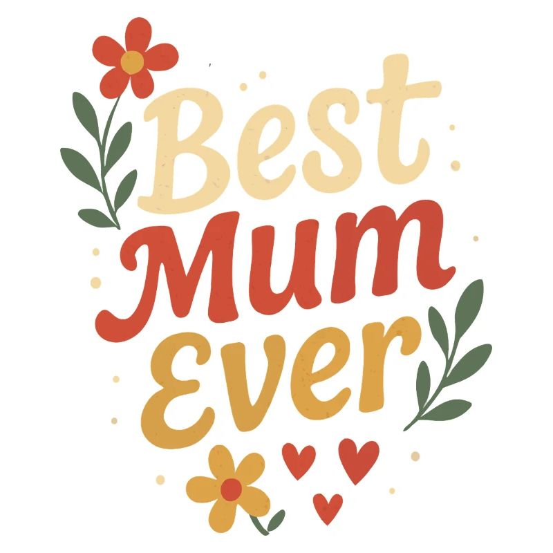 Design Mère Parfaite avec Fleurs et Cœurs