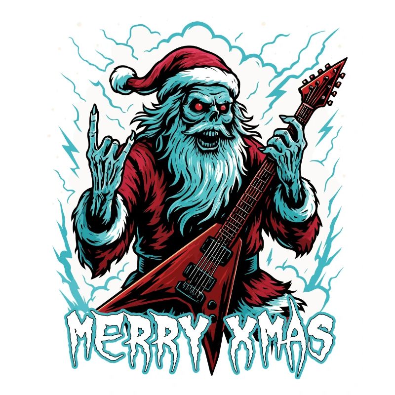 Santa Doom with electric guitar