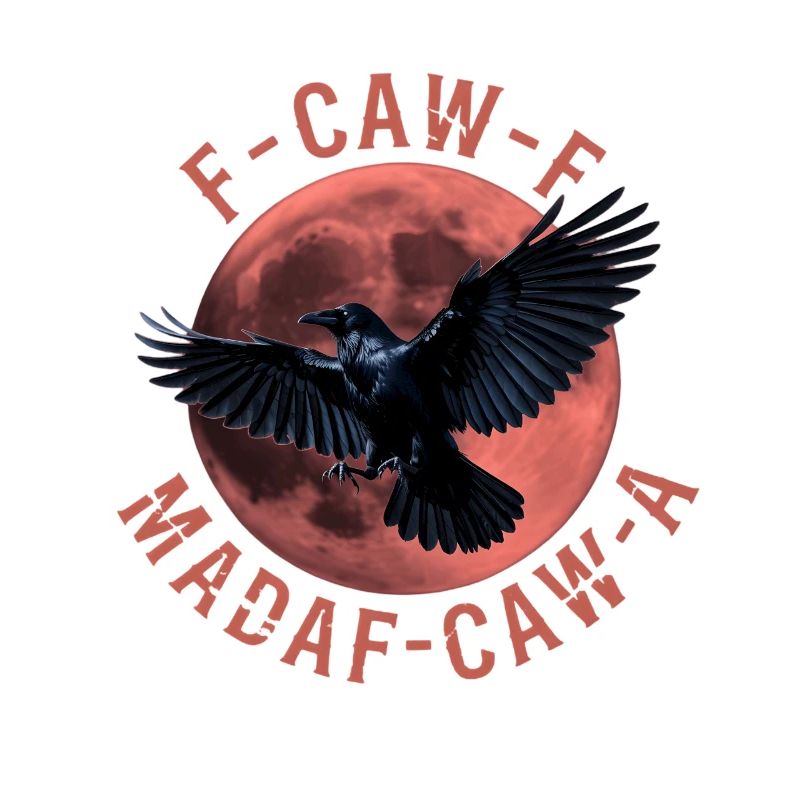 Vol de corbeau devant une lune rouge