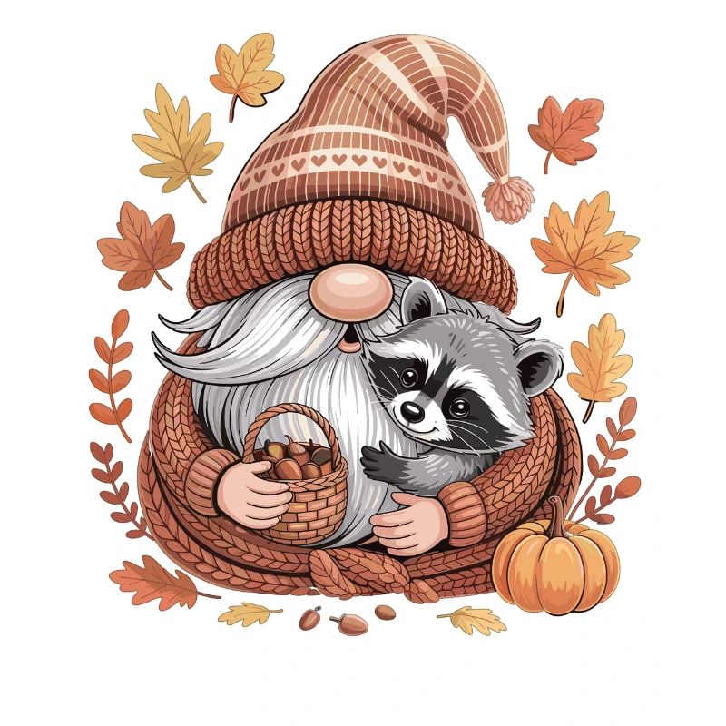 Herbst Wichtel Shirt mit Waschbär und Eicheln