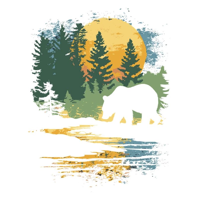 Retro Outdoor Wilderness Bear Trees