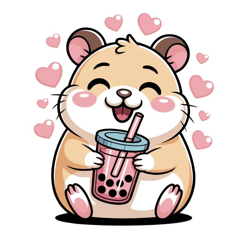 Kawaii Bubble Tee Hamster Boba Tee