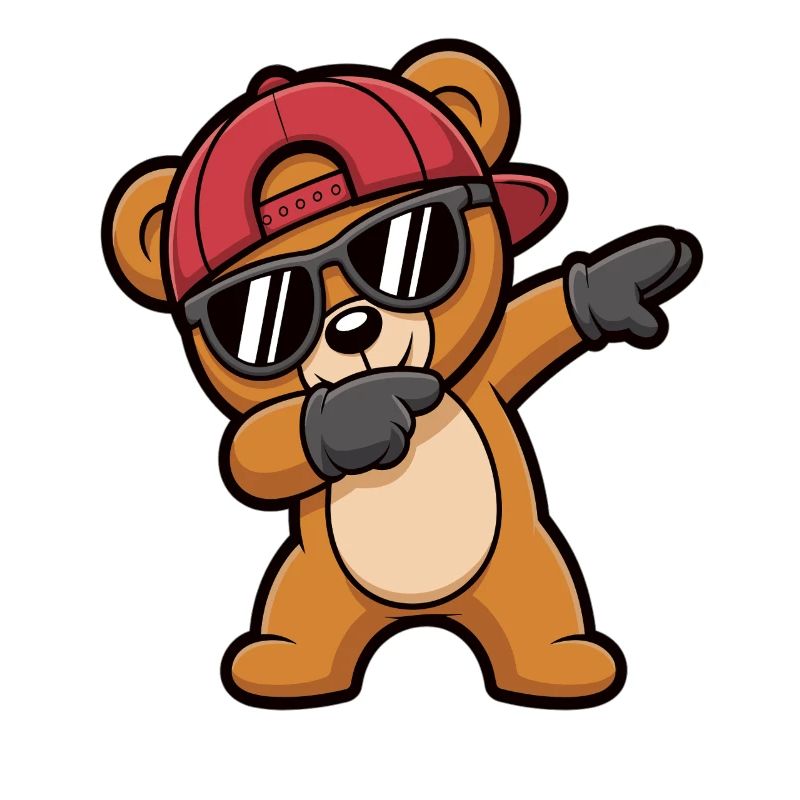 Dabbing Bear with Cap & Sunglasses – Cool Kids