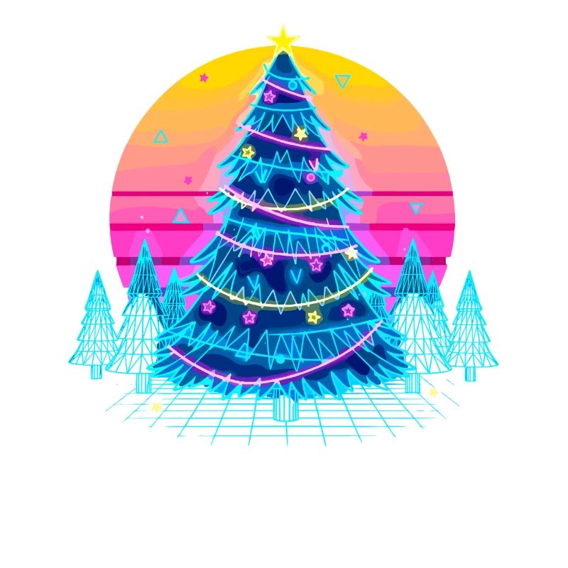 Neon Christmas Tree Sunset