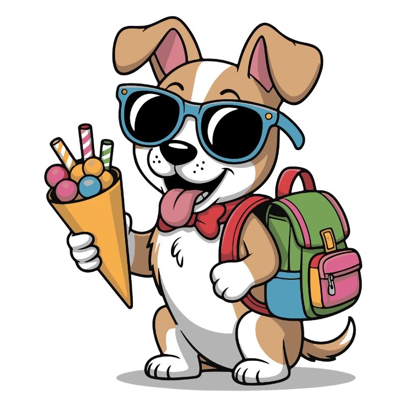 Eisliebender Hund mit Rucksack