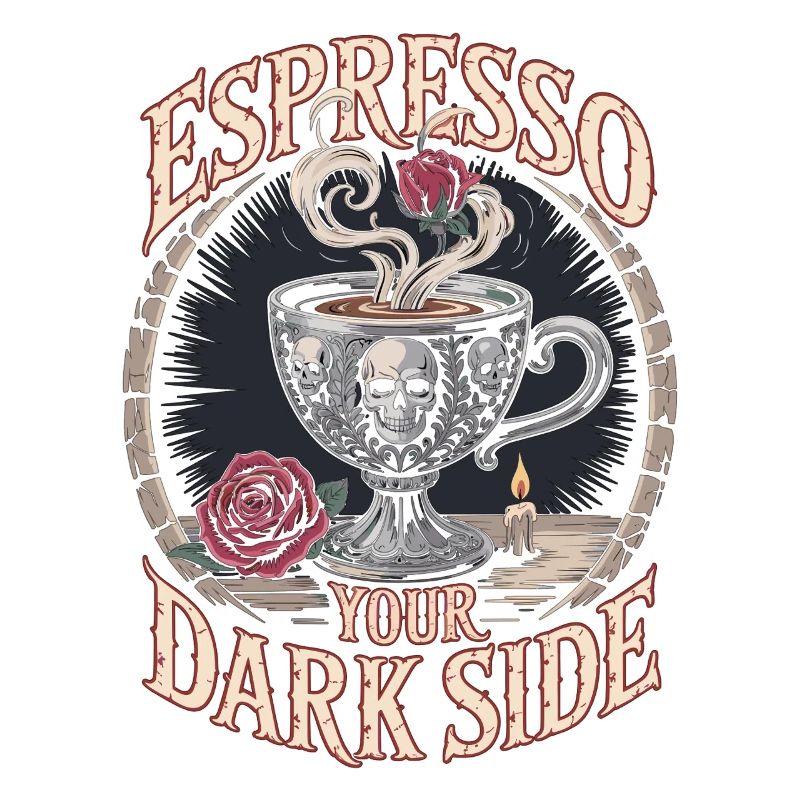 Gothic Coffee Cup with Skull & Rose