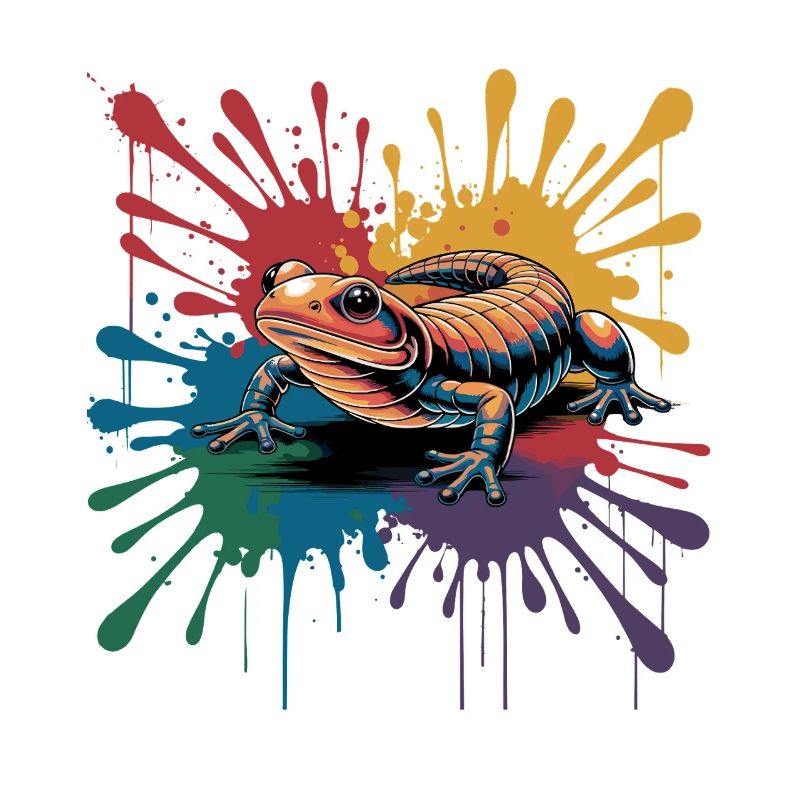 Salamandre colorée avec une touche de couleur pour