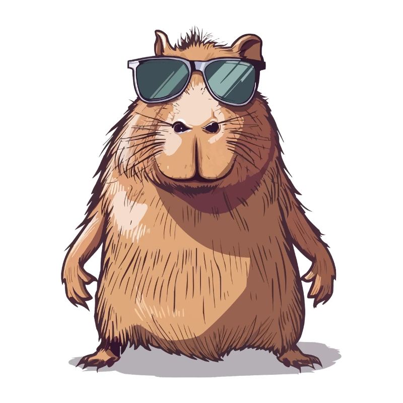 Comic de capybara décontracté avec lunettes de soleil
