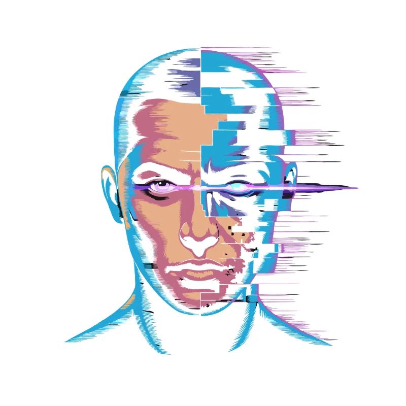 Glitch Portrait im digitalen Kunststil