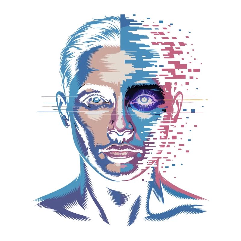 Humain numérique avec effet de glitch