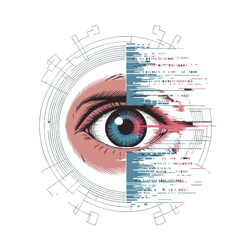 Futuristic eye with glitch effect