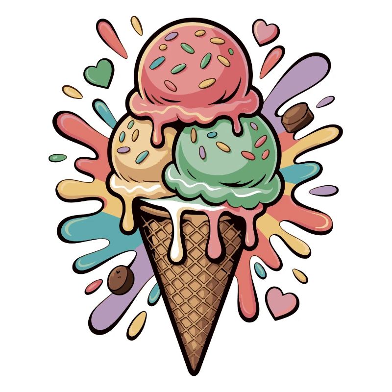 Explosion de glaces colorées
