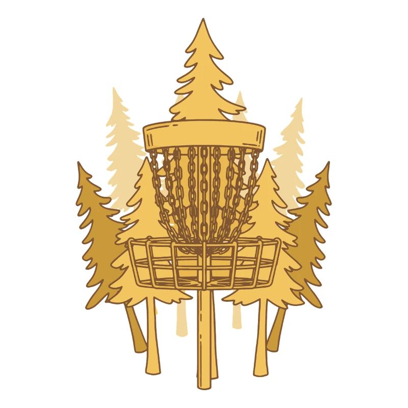 Disc Golf Basket Pines Scène de Disc Golf Volant