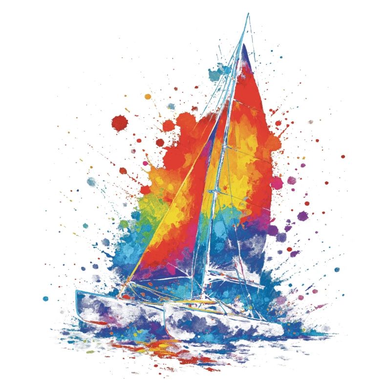 Catamaran - Sailboat Multihull splash art Colorful