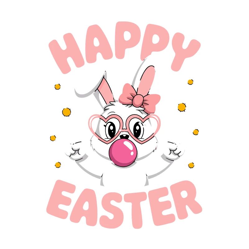 Happy Easter Cute Easter Bunny with Glasses
