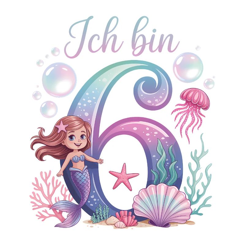 Ich Bin 6 Meerjungfrauen Mädchen 6. Geburtstag