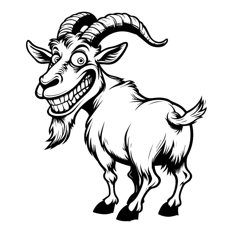 Grinning mountain goat illustration