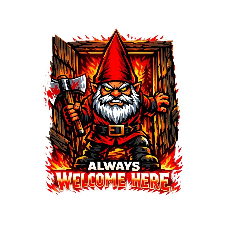 Evil Gnome, Dark Gnome, Goth Gnome, Funny Gnome