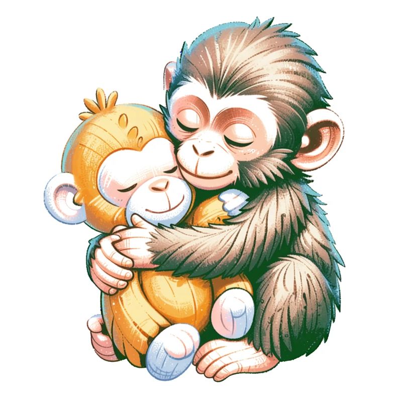 Câlins de singes s’embrassent