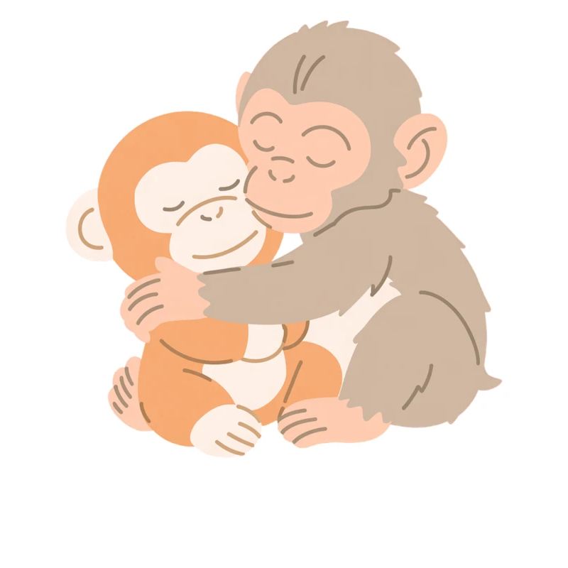 Câlins de singes s’embrassent