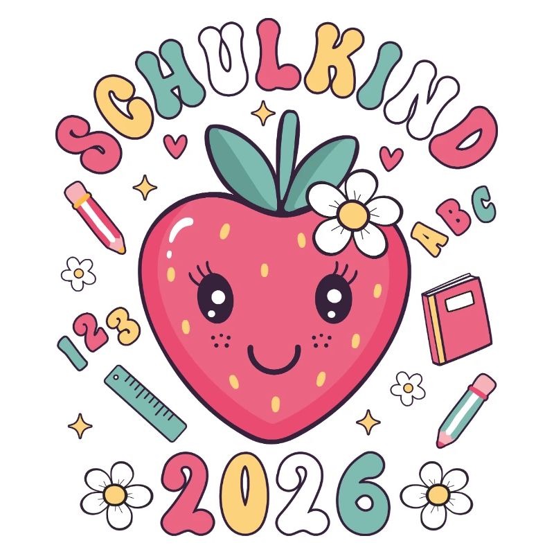 Schulkind 2026 Einschulung Erdbeere Mädchen