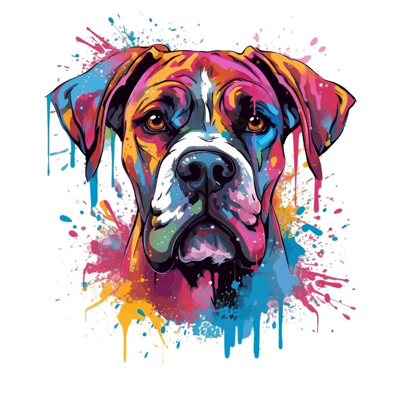 Art éclaboussuré de chien boxer coloré