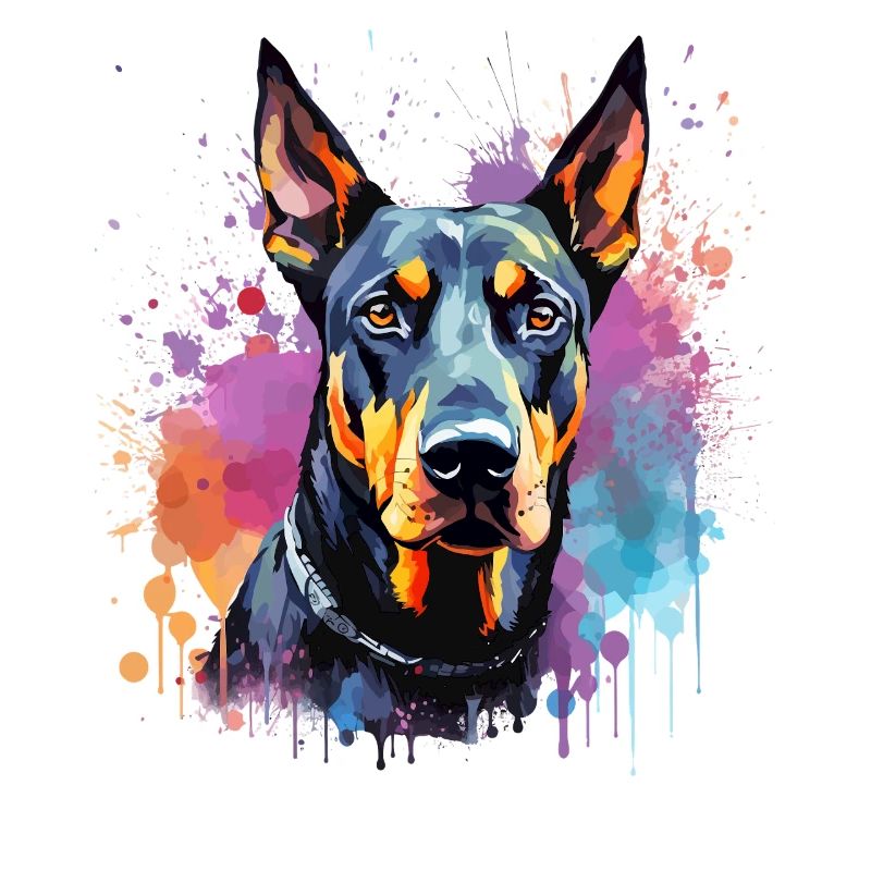 Art éclaboussuré de chien Doberman Pinscher