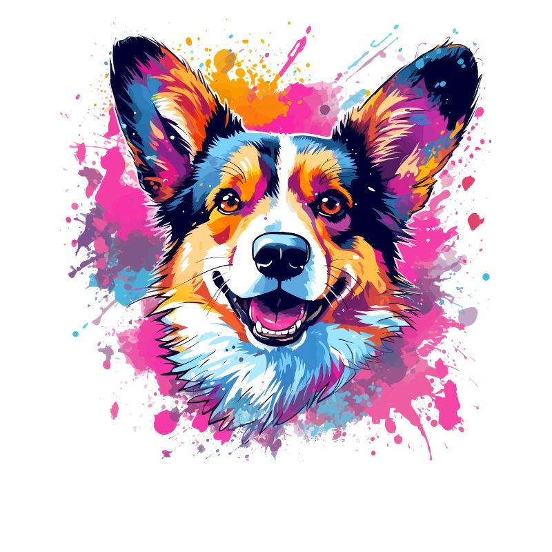 Art coloré de chiens éclaboussés Pembroke Welsh Corgi