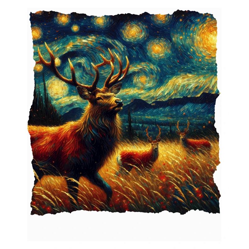 White-tailed deer Starry Night
