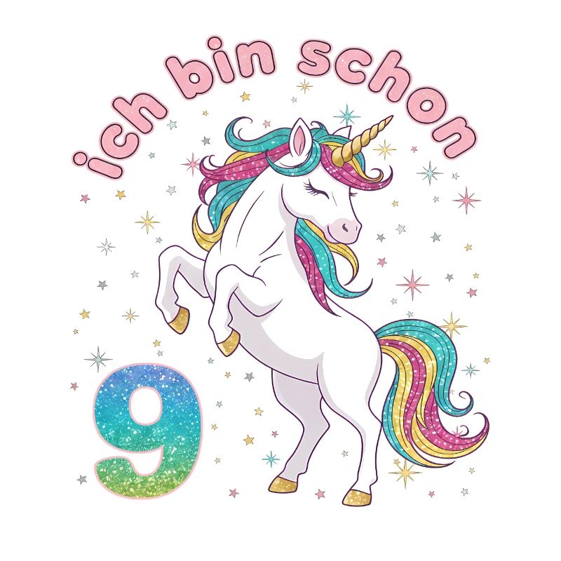 9. Geburtstag Einhorn Mädchen Ich bin schon 9