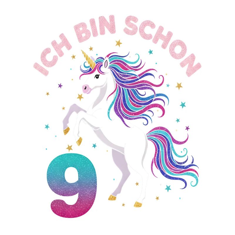 9. Geburtstag Einhorn Mädchen Ich bin schon 9