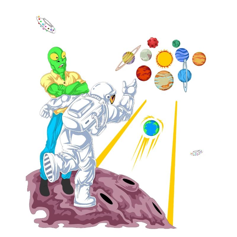 Bowling astronaute et extraterrestre dans le jeu de la galaxie spatiale