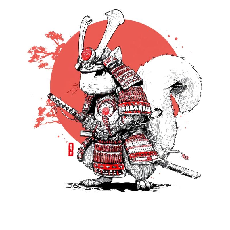 Squirrel Samurai in Red Circle
