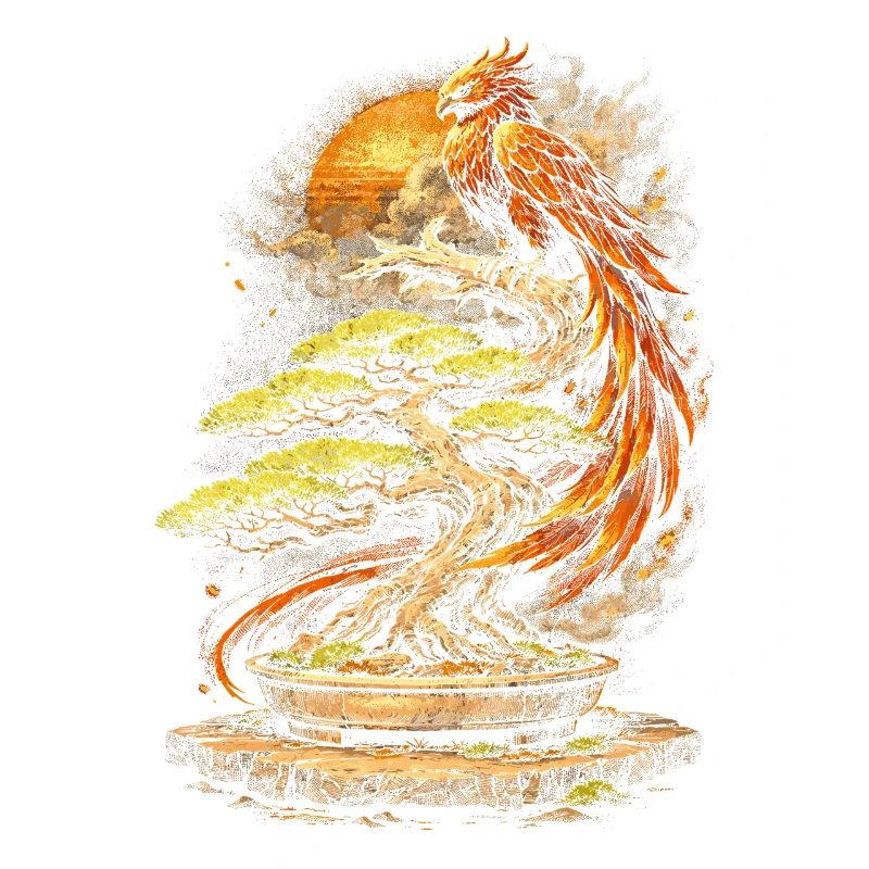 Bonsai tree with phoenix