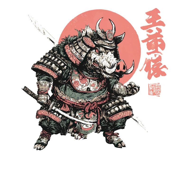 Boar Samurai under Crimson Sun