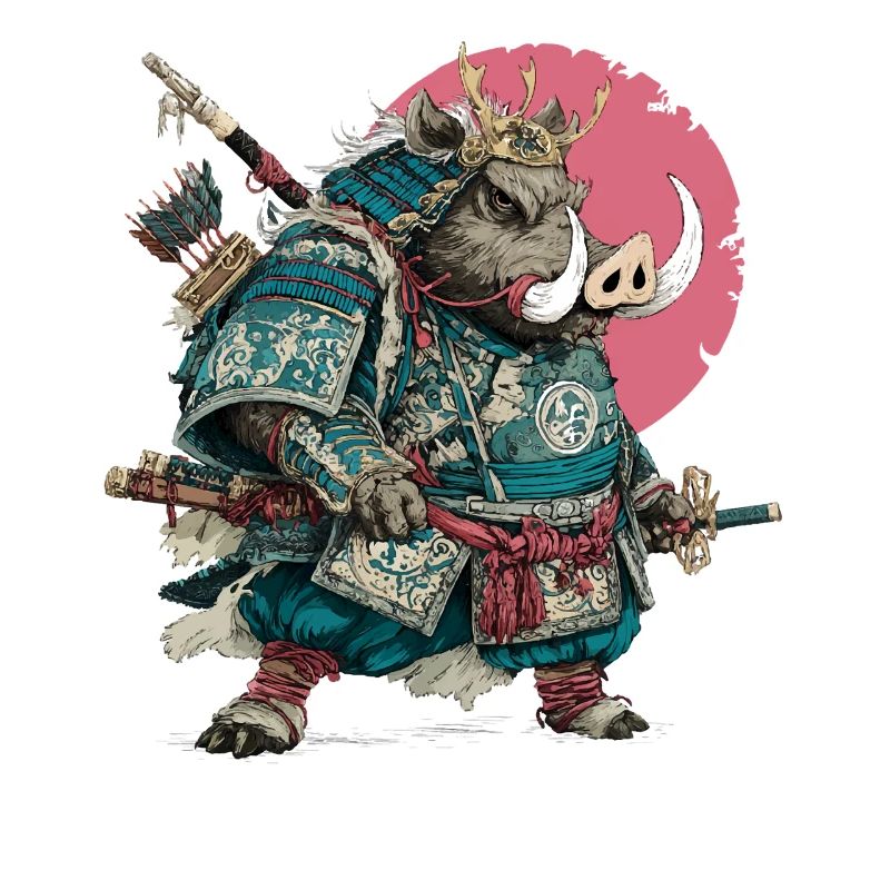 Boar Samurai in Teal Armor