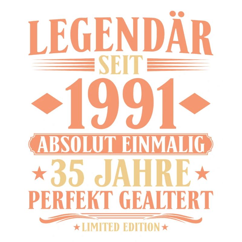 1991 Geboren - Absolut Einmalig 35. Geburtstag