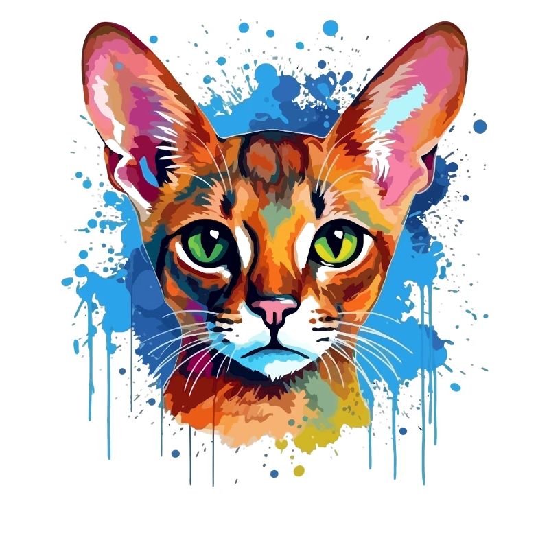 Art éclaboussuré de chat abyssinienne graphique coloré