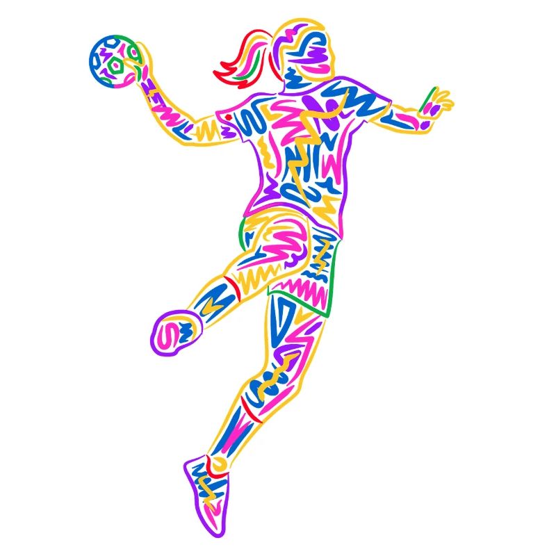 Handball Joueuse de handball Joueuse colorée de handball
