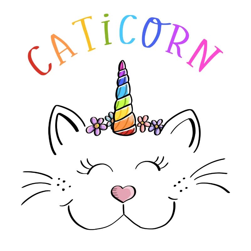Lustige Regenbogen Caticorn Einhorn Katze Gesicht