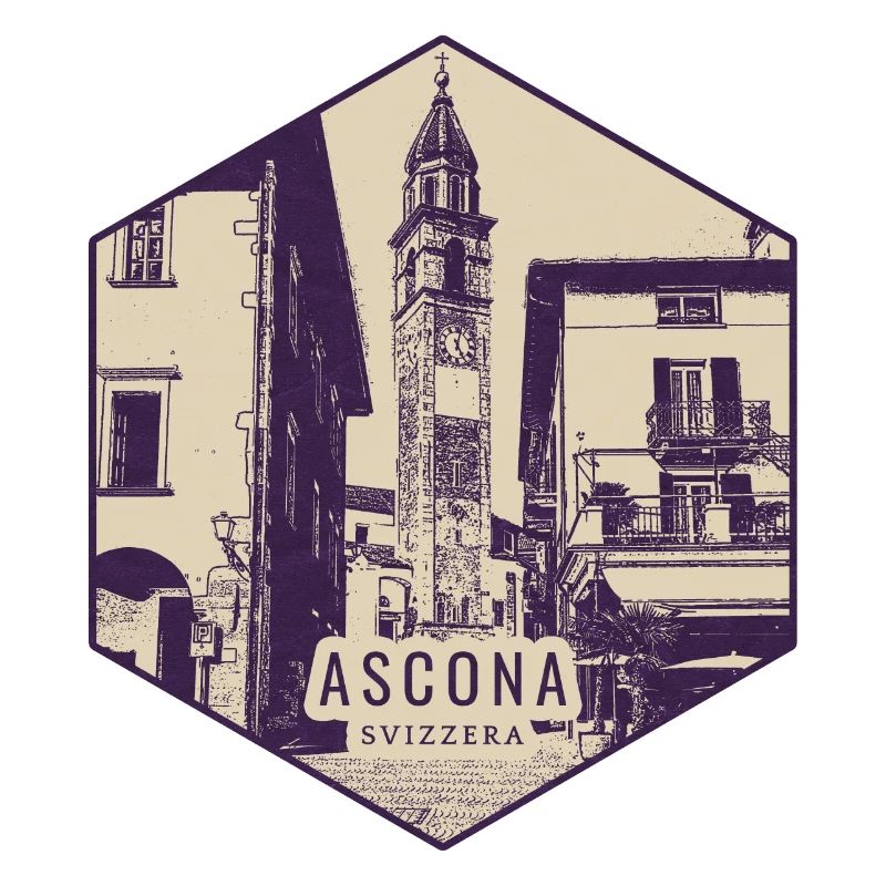 Ascona Clock Tower Vintage Badge