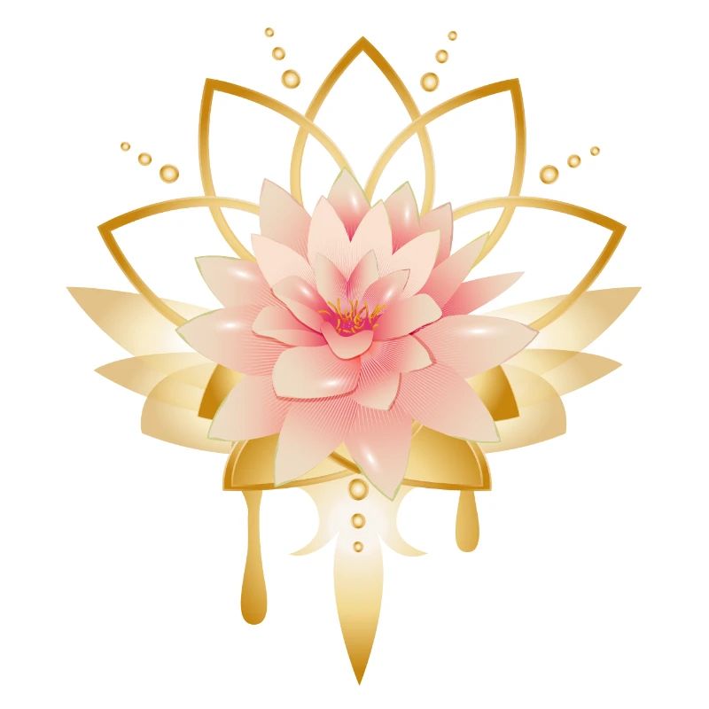Fleur de lotus avec symbole de fleur d’or